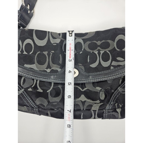 COACH Twist Lock Shoulder Bag Black Canvas Leather Trim C0769-10993Braided - Picture 4 of 11